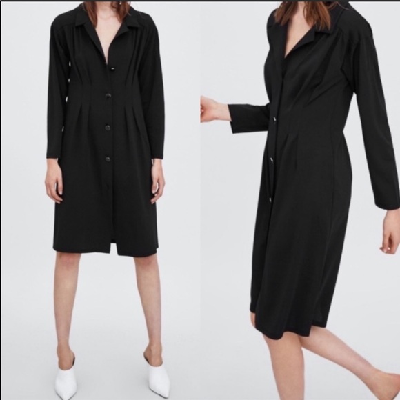 Zara Dresses & Skirts - NWT Zara Front Button Up Dress- Black